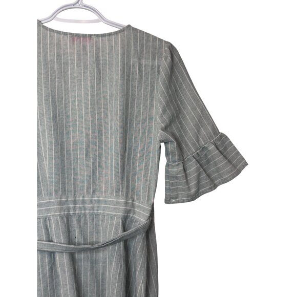 Re:named grey white striped wrap mini dress size S - Picture 9 of 11